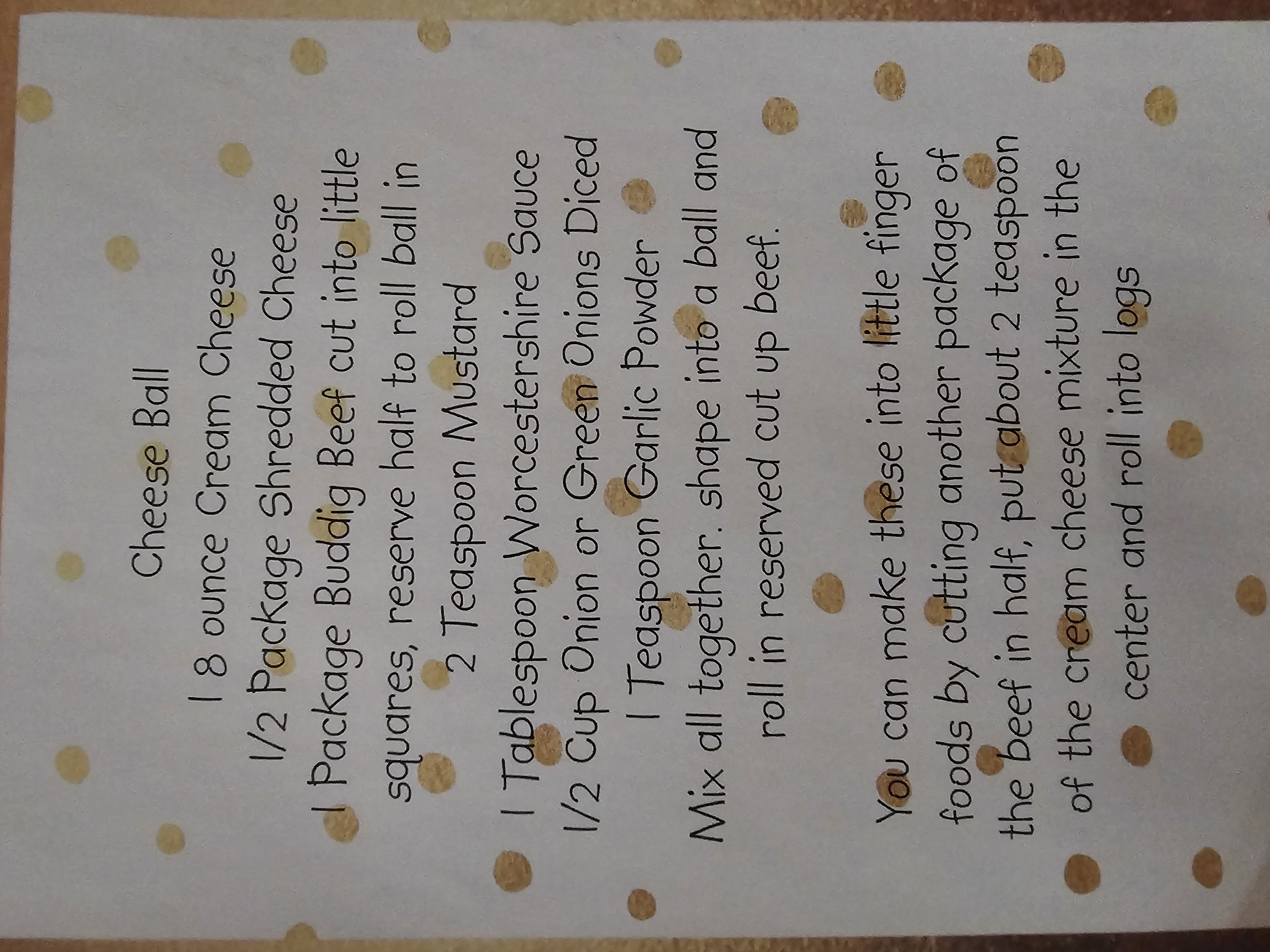 Cheese Ball recipe card